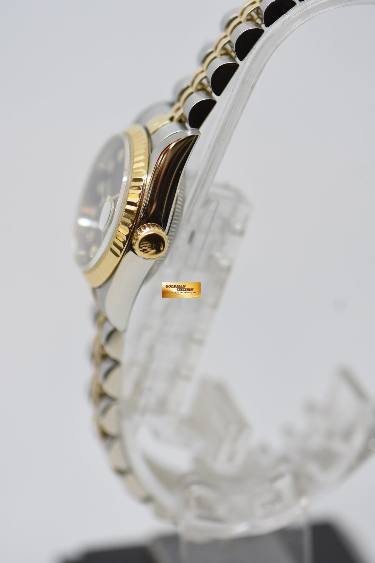 [SOLD] ROLEX OYSTER DATEJUST 26mm HALF-GOLD IN JUBILEE BRACELET BLACK DIAMOND DIAL 69173 (NEAR MINT)