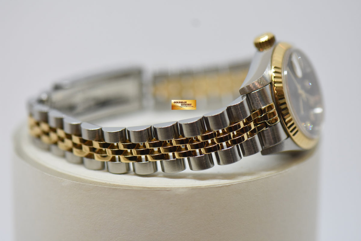 [SOLD] ROLEX OYSTER DATEJUST 26mm HALF-GOLD IN JUBILEE BRACELET BLACK DIAMOND DIAL 69173 (NEAR MINT)