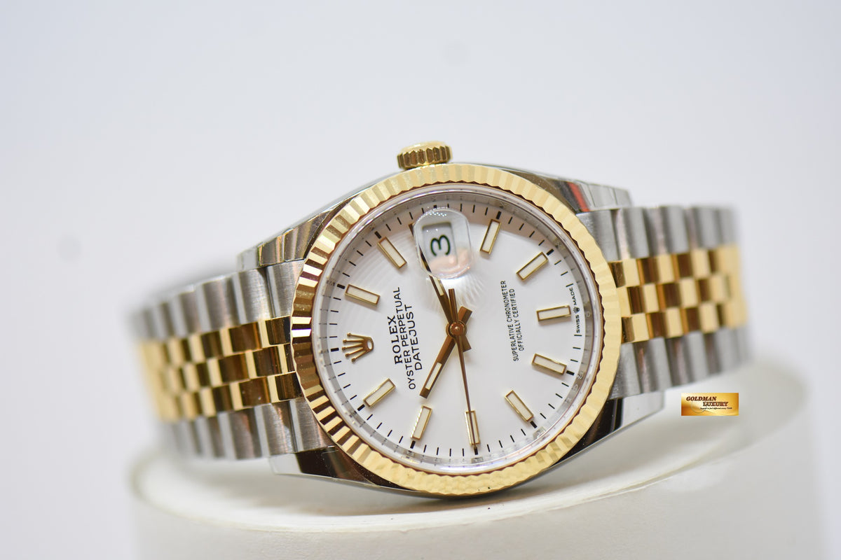[SOLD] ROLEX OYSTER PERPETUAL DATEJUST 36mm GOLD / STEEL IN JUBILEE BRACELET WHITE DIAL 126233 (NEW-UNWORN)