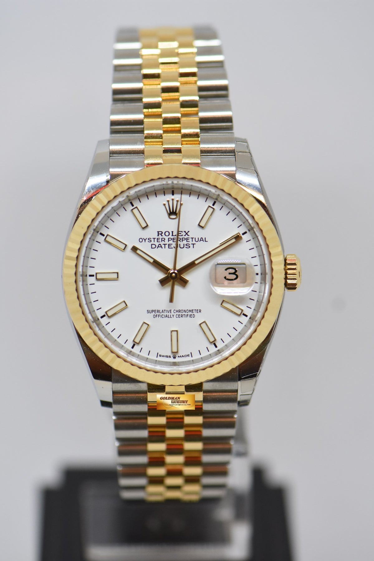 [SOLD] ROLEX OYSTER PERPETUAL DATEJUST 36mm GOLD / STEEL IN JUBILEE BRACELET WHITE DIAL 126233 (NEW-UNWORN)