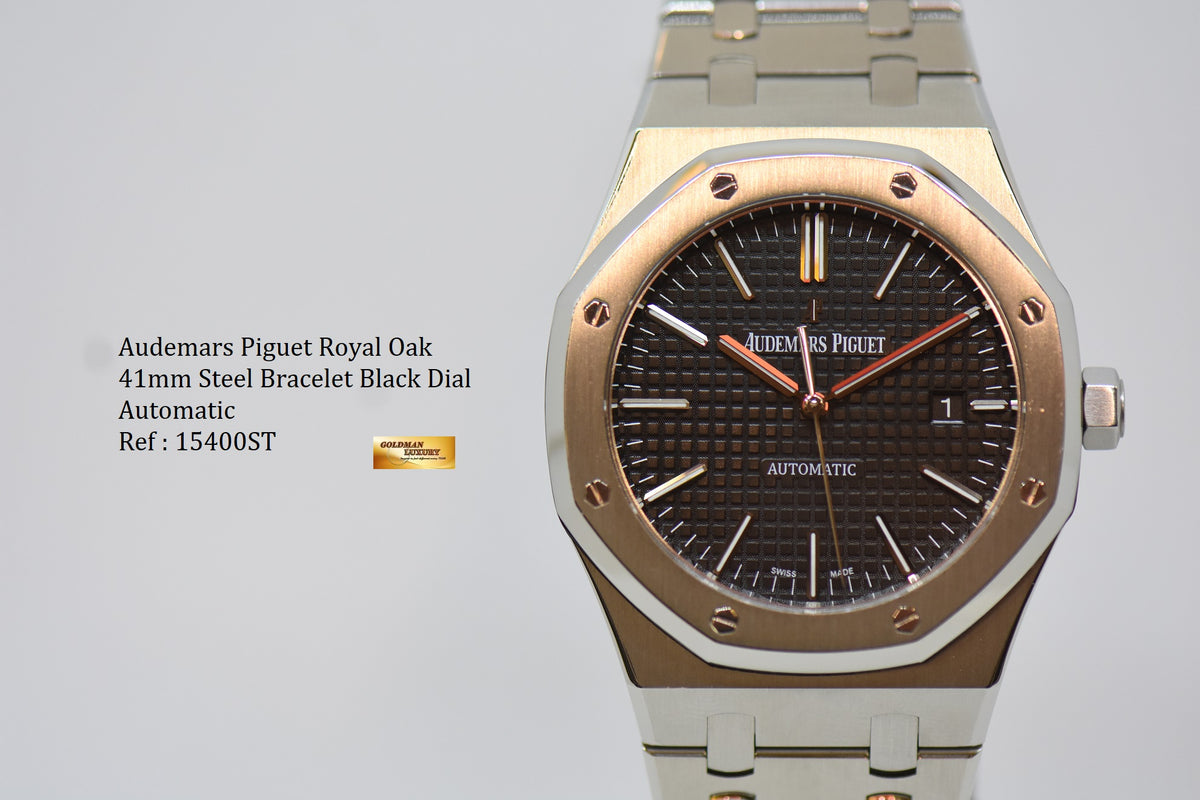[SOLD] AUDEMARS PIGUET ROYAL OAK 41mm STEEL BRACELET BLACK DIAL 15400ST (MINT)