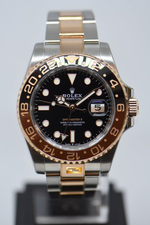 [SOLD] ROLEX OYSTER PERPETUAL GMT-MASTER II “ROOT-BEER” CERAMIC BROWN BEZEL EVEROSE GOLD / STEEL BRACELET 126711CHNR (UNPOLISHED) (RX-8 Stickers on)