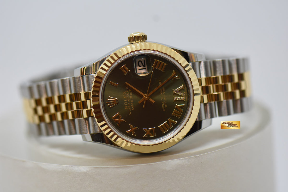 [SOLD] ROLEX OYSTER PERPETUAL DATEJUST 31mm GOLD / STEEL IN JUBILEE BRACELET OLIVE GREEN DIAL DIAMOND @ VI AUTOMATIC 278273 (NEW-UNWORN)