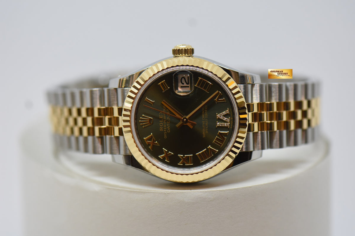 [SOLD] ROLEX OYSTER PERPETUAL DATEJUST 31mm GOLD / STEEL IN JUBILEE BRACELET OLIVE GREEN DIAL DIAMOND @ VI AUTOMATIC 278273 (NEW-UNWORN)