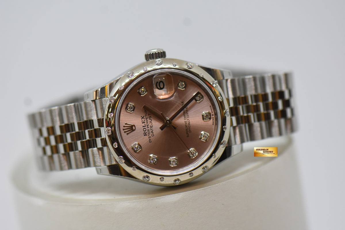 [SOLD] ROLEX OYSTER PERPETUAL DATEJUST 31mm STEEL IN JUBILEE BRACELET PINK DIAMOND DIAL & BEZEL 278344RBR (NEW-UNWORN)