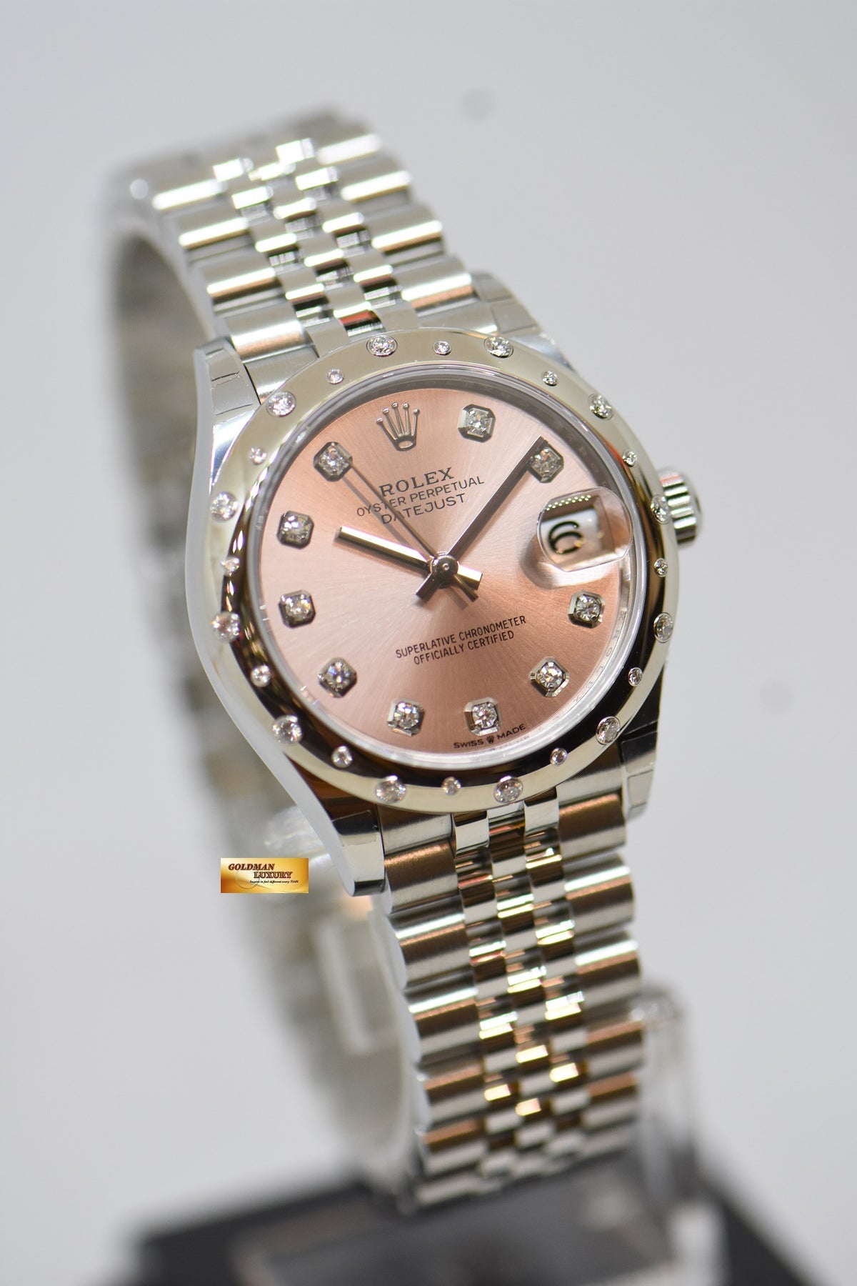 [SOLD] ROLEX OYSTER PERPETUAL DATEJUST 31mm STEEL IN JUBILEE BRACELET PINK DIAMOND DIAL & BEZEL 278344RBR (NEW-UNWORN)