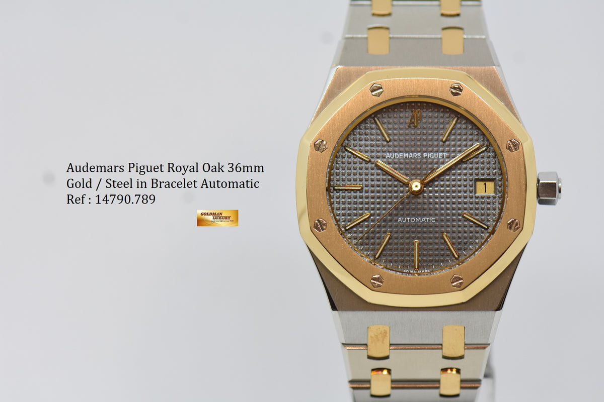 [SOLD] AUDEMARS PIGUET ROYAL OAK 36mm GOLD / STEEL IN BRACELET GREY DIAL AUTOMATIC 14790.789 (MINT)