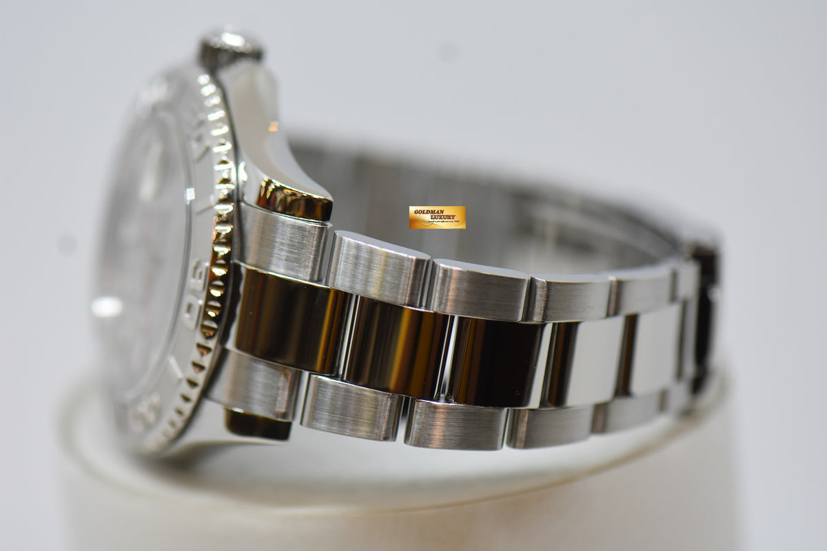 [SOLD] ROLEX OYSTER PERPETUAL YACHT-MASTER 40mm STEEL IN BRACELET PLATINUM DIAL & BEZEL 16622 (MINT) (REHAUT ENGRAVINGS)