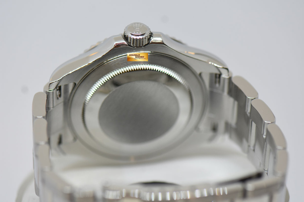 [SOLD] ROLEX OYSTER PERPETUAL YACHT-MASTER 40mm STEEL IN BRACELET PLATINUM DIAL & BEZEL 16622 (MINT) (REHAUT ENGRAVINGS)