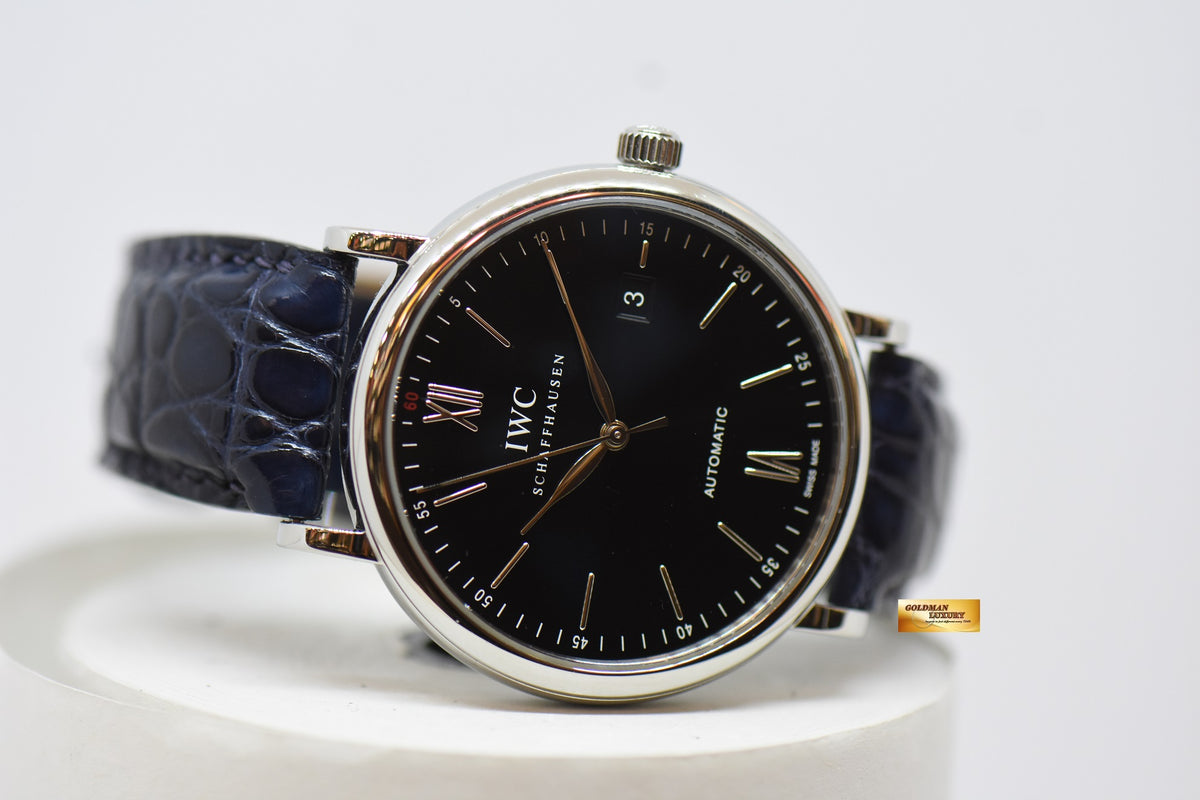 [SOLD] IWC PORTIFINO 40mm STEEL IN LEATHER STRAP AUTOMATIC BLACK IW3565-02 (MINT)
