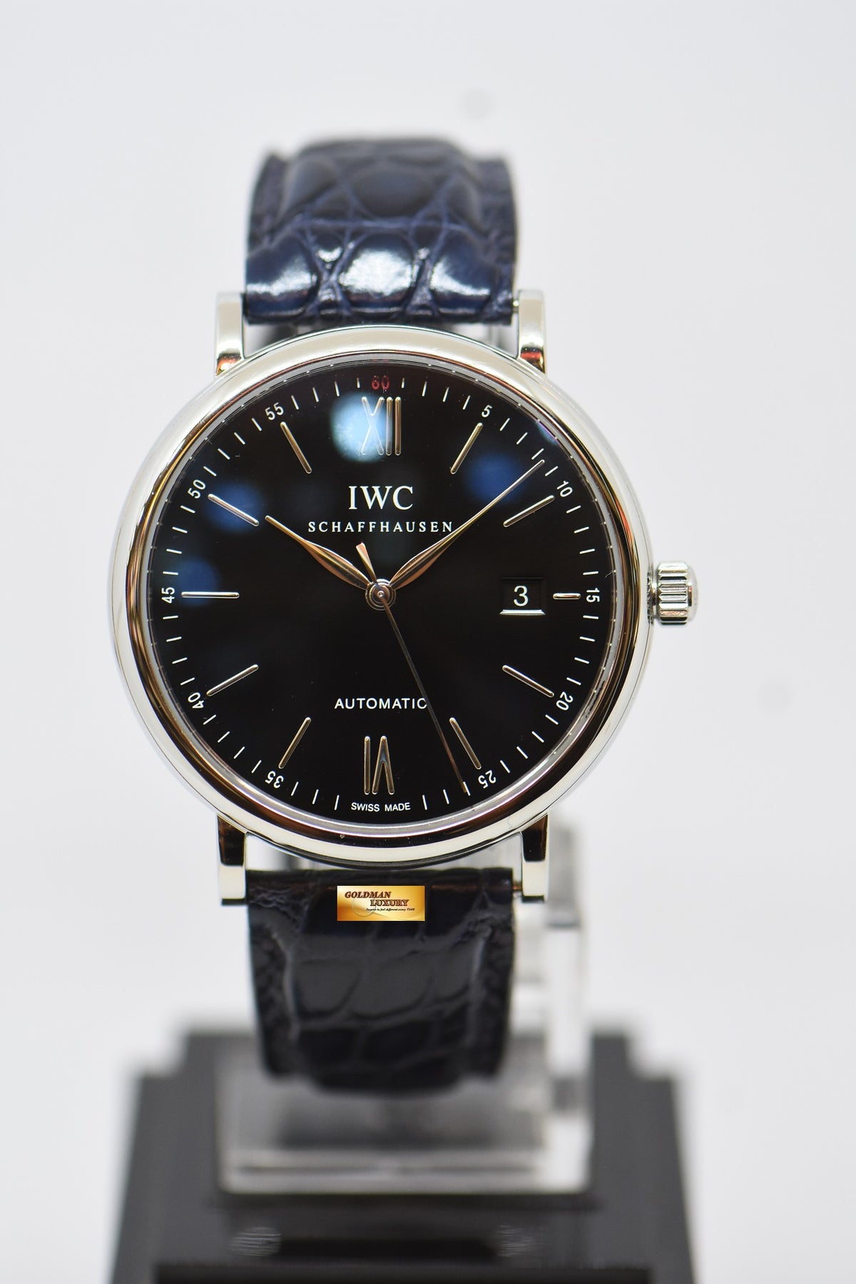 [SOLD] IWC PORTIFINO 40mm STEEL IN LEATHER STRAP AUTOMATIC BLACK IW3565-02 (MINT)