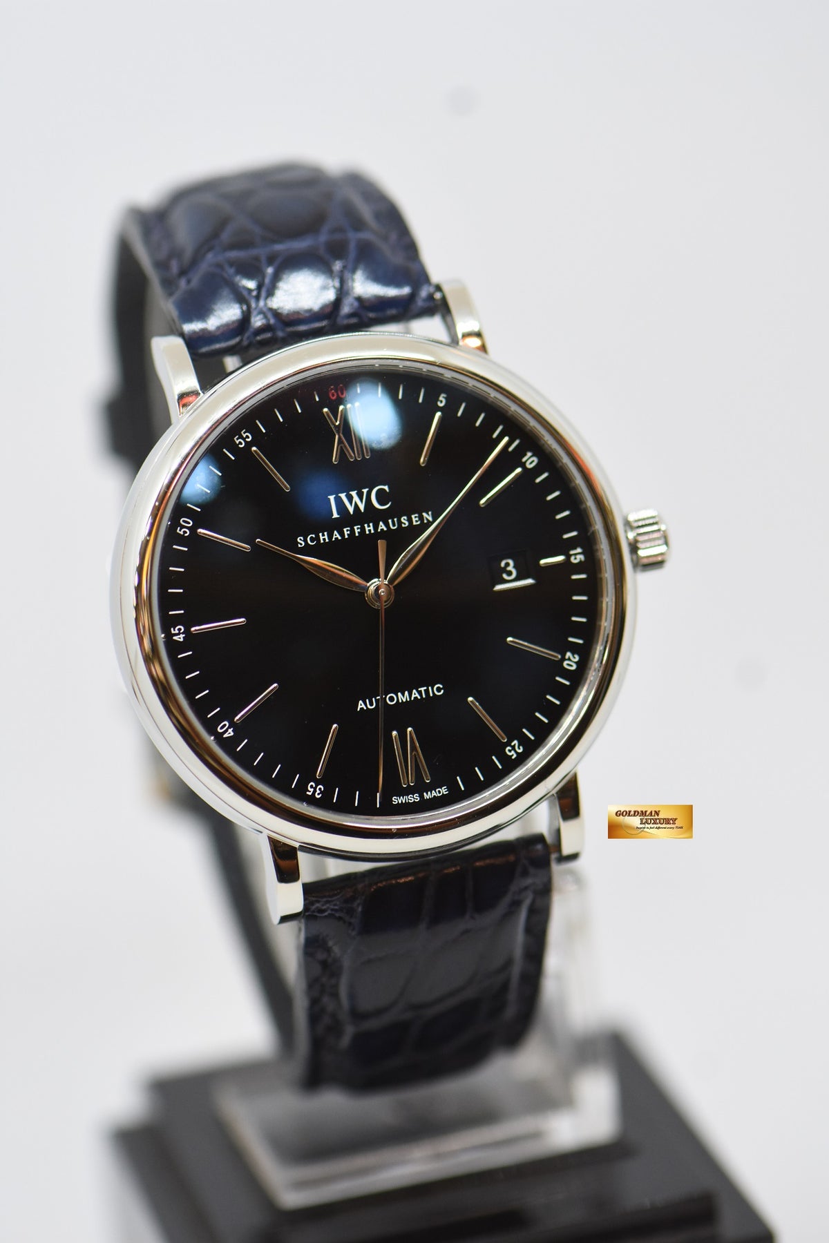 [SOLD] IWC PORTIFINO 40mm STEEL IN LEATHER STRAP AUTOMATIC BLACK IW3565-02 (MINT)