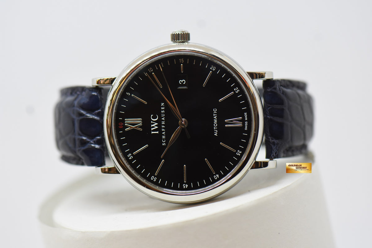 [SOLD] IWC PORTIFINO 40mm STEEL IN LEATHER STRAP AUTOMATIC BLACK IW3565-02 (MINT)