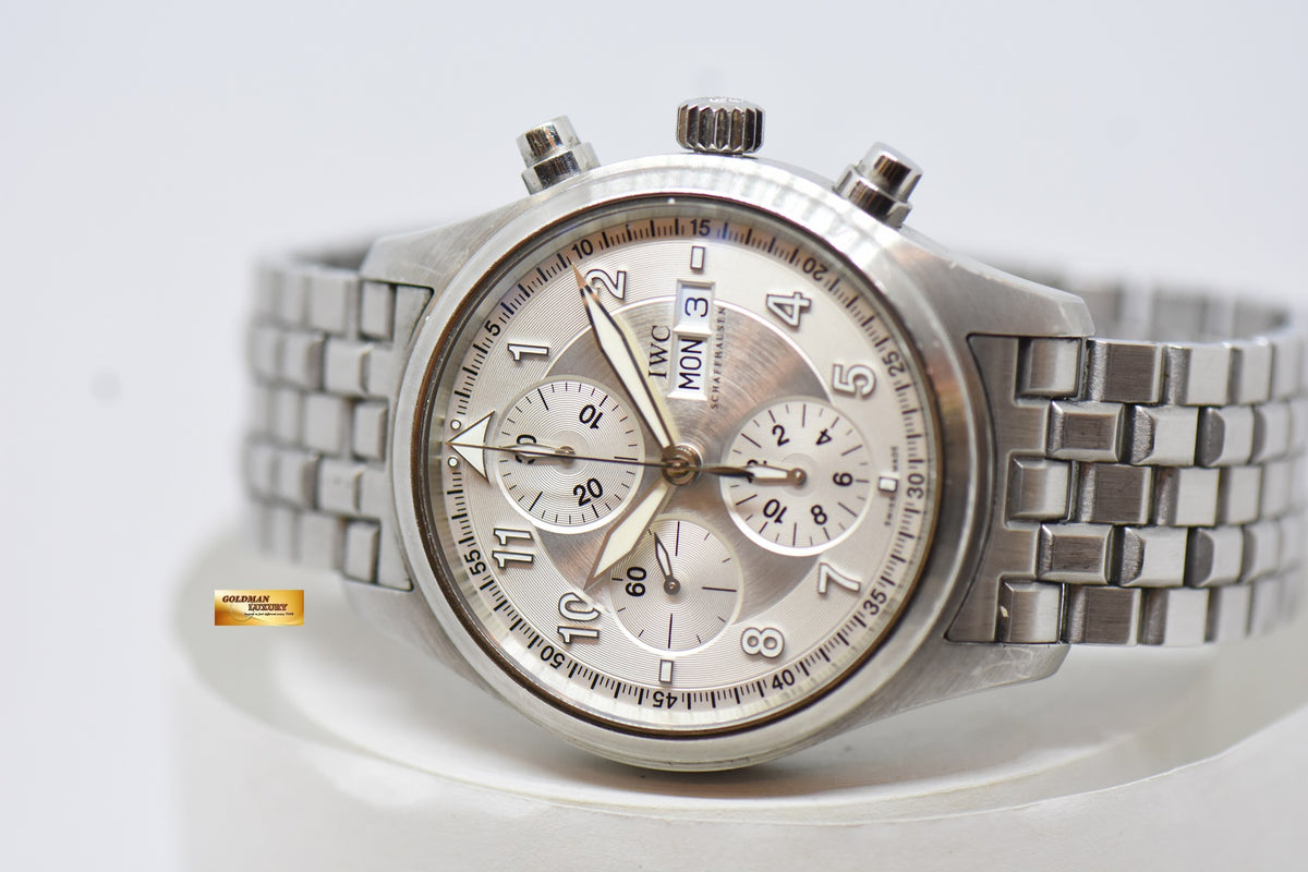 [SOLD] IWC PILOT SPITFIRE CHRONOGRAPH 43mm STEEL IN BRACELET AUTOMATIC SILVER DIAL IW3717-02 (MINT)