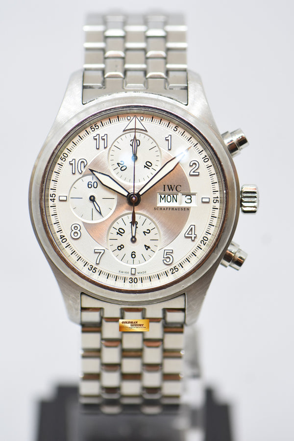 [SOLD] IWC PILOT SPITFIRE CHRONOGRAPH 43mm STEEL IN BRACELET AUTOMATIC SILVER DIAL IW3717-02 (MINT)