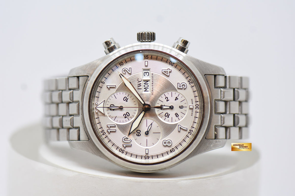 [SOLD] IWC PILOT SPITFIRE CHRONOGRAPH 43mm STEEL IN BRACELET AUTOMATIC SILVER DIAL IW3717-02 (MINT)