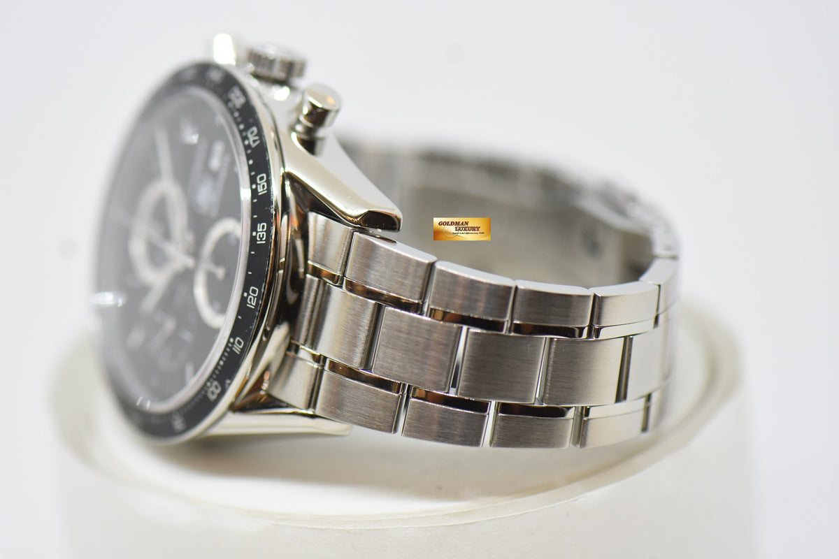 [SOLD] TAG HEUER CARRERA CALIBRE 16 CHRONOGRAPH 41mm STEEL IN BRACELET BLACK DIAL AUTOMATIC CV2010 (NEAR MINT)
