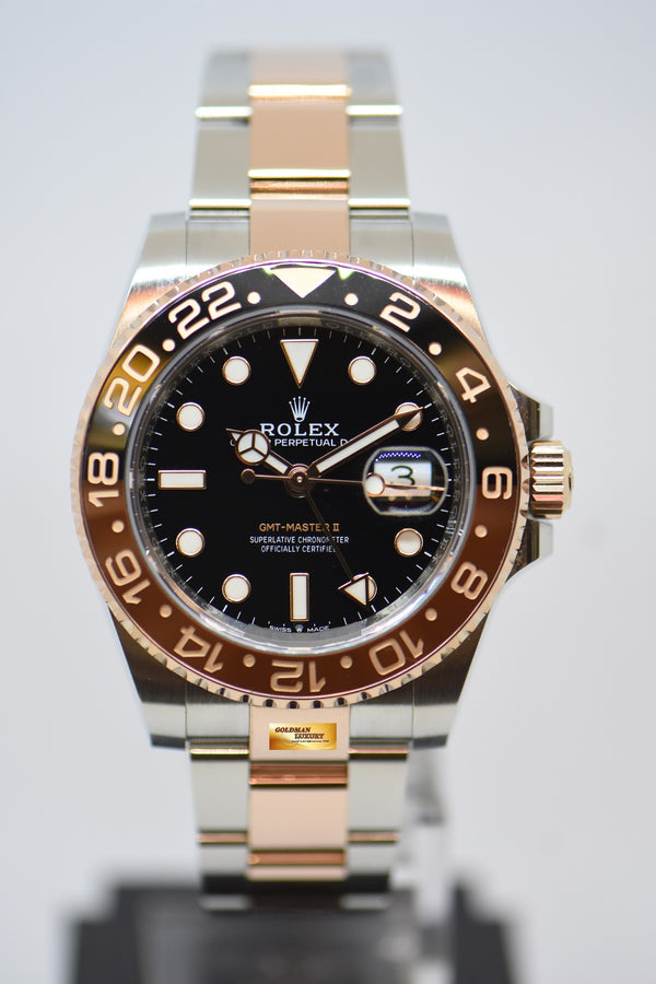 [SOLD] ROLEX OYSTER PERPETUAL GMT-MASTER II “ROOT-BEER” CERAMIC BROWN BEZEL EVEROSE GOLD / STEEL BRACELET 126711CHNR (LNIB)