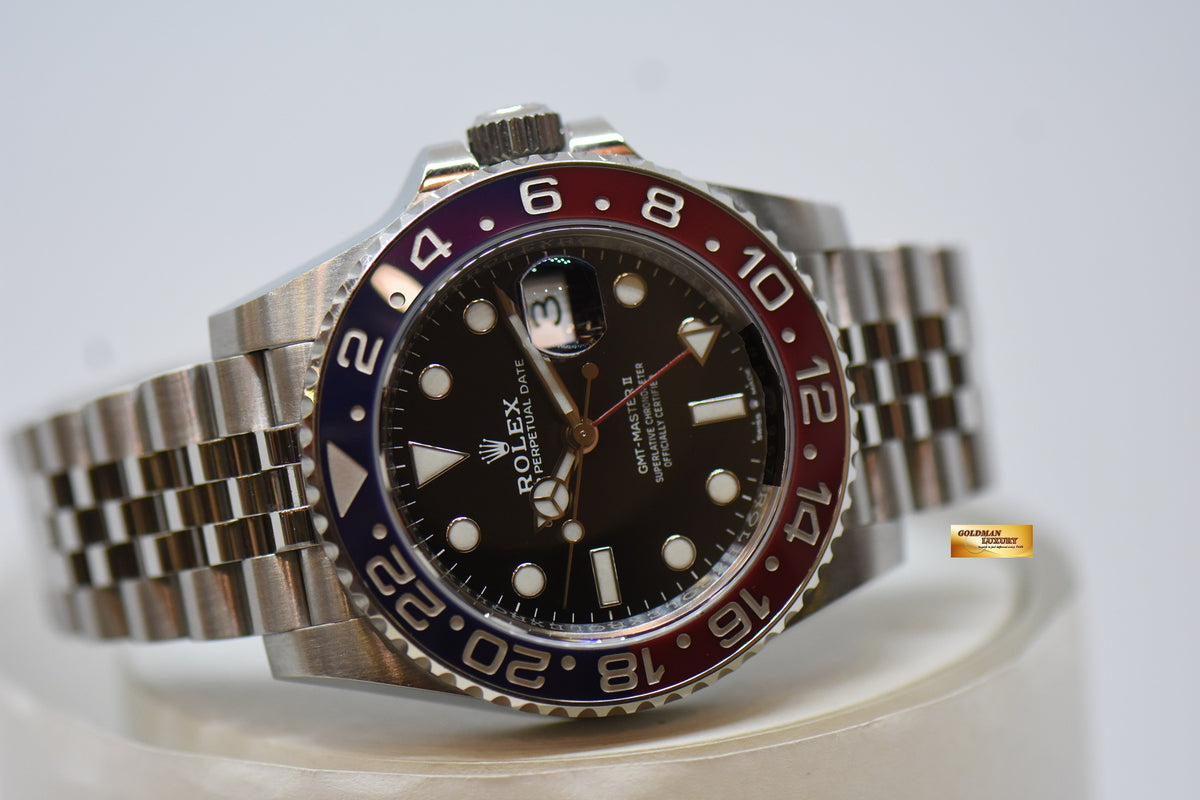 [SOLD] ROLEX OYSTER PERPETUAL GMT-MASTER II “PEPSI” RED BLUE CERAMIC BEZEL STEEL JUBILEE BRACELET 126710BLRO (UNPOLISHED)