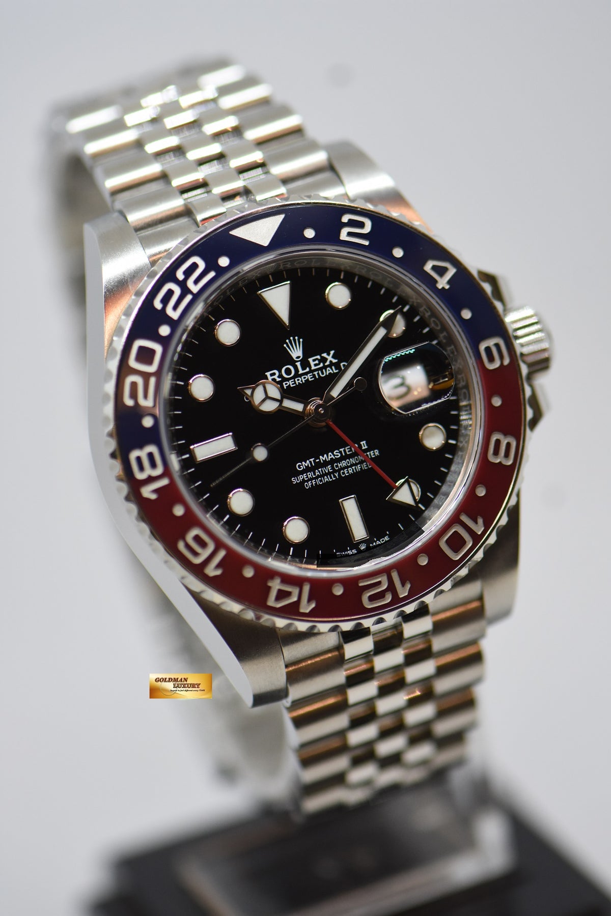 [SOLD] ROLEX OYSTER PERPETUAL GMT-MASTER II “PEPSI” RED BLUE CERAMIC BEZEL STEEL JUBILEE BRACELET 126710BLRO (UNPOLISHED)