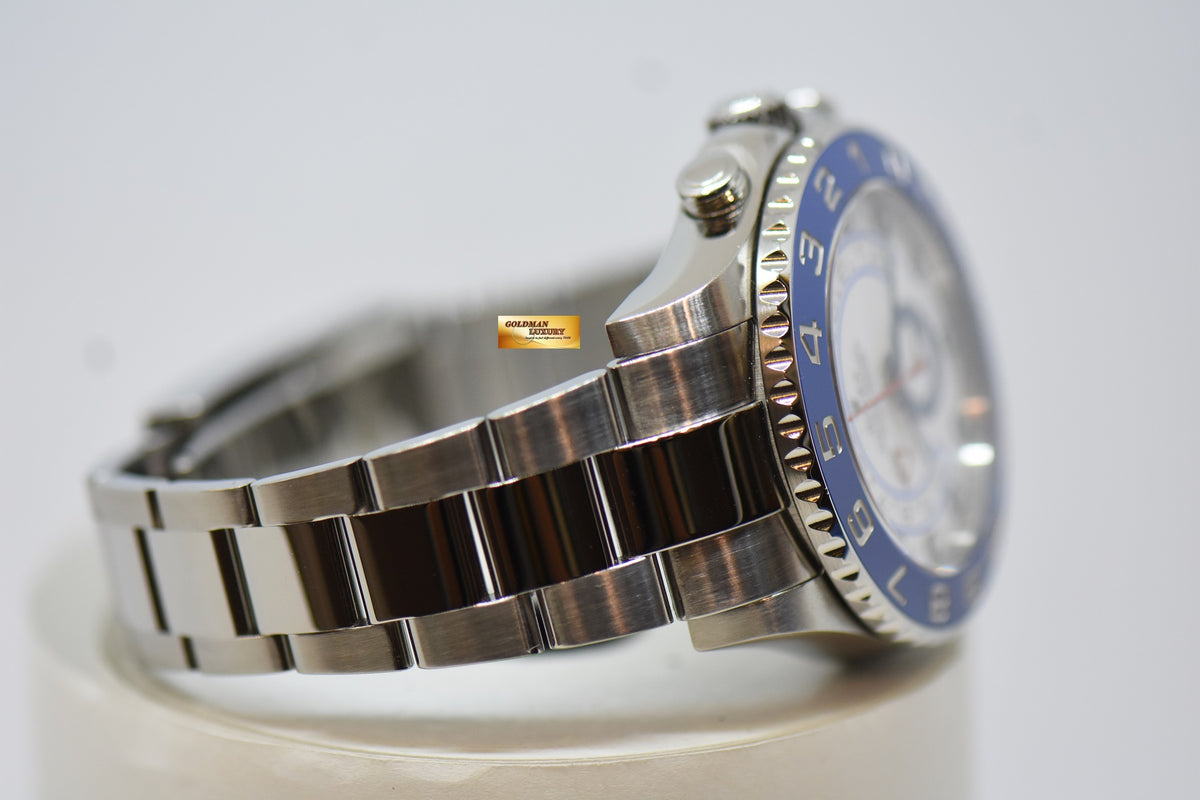 [SOLD] ROLEX OYSTER PERPETUAL YACHT-MASTER II 44mm REGATTA CHRONOGRAPH STEEL IN OYSTER BRACELET WHITE DIAL BLUE CERAMIC BEZEL 116680 (MINT)