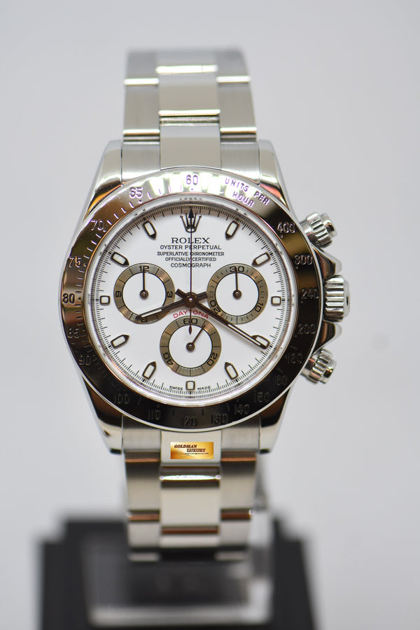 [SOLD] ROLEX OYSTER PERPETUAL DAYTONA CHRONOGRAPH 40mm STEEL IN OYSTER BRACELET WHITE DIAL 116520 (MINT)
