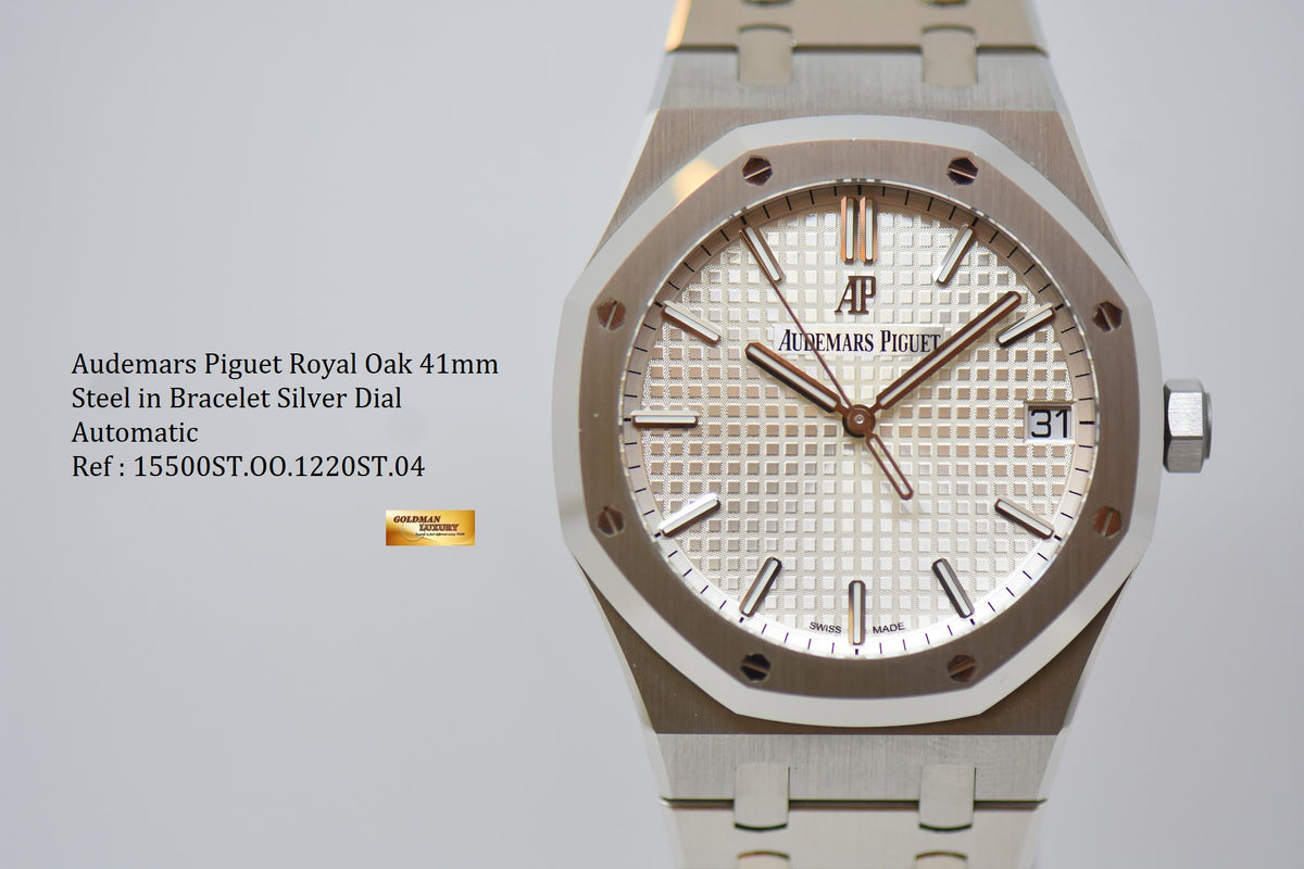 [SOLD] AUDEMARS PIGUET ROYAL OAK 41mm STEEL IN BRACELET SILVER-WHITE DIAL AUTOMATIC 15500ST (NEW-UNWORN)