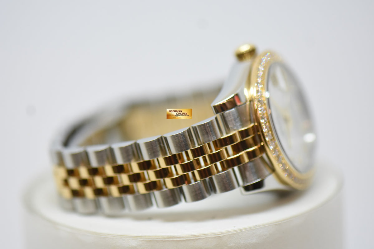 [SOLD] ROLEX OYSTER PERPETUAL DATEJUST 31mm GOLD / STEEL IN JUBILEE BRACELET MOP DIAMOND DIAL ORIGINAL DIAMOND BEZEL 178383 (MINT)
