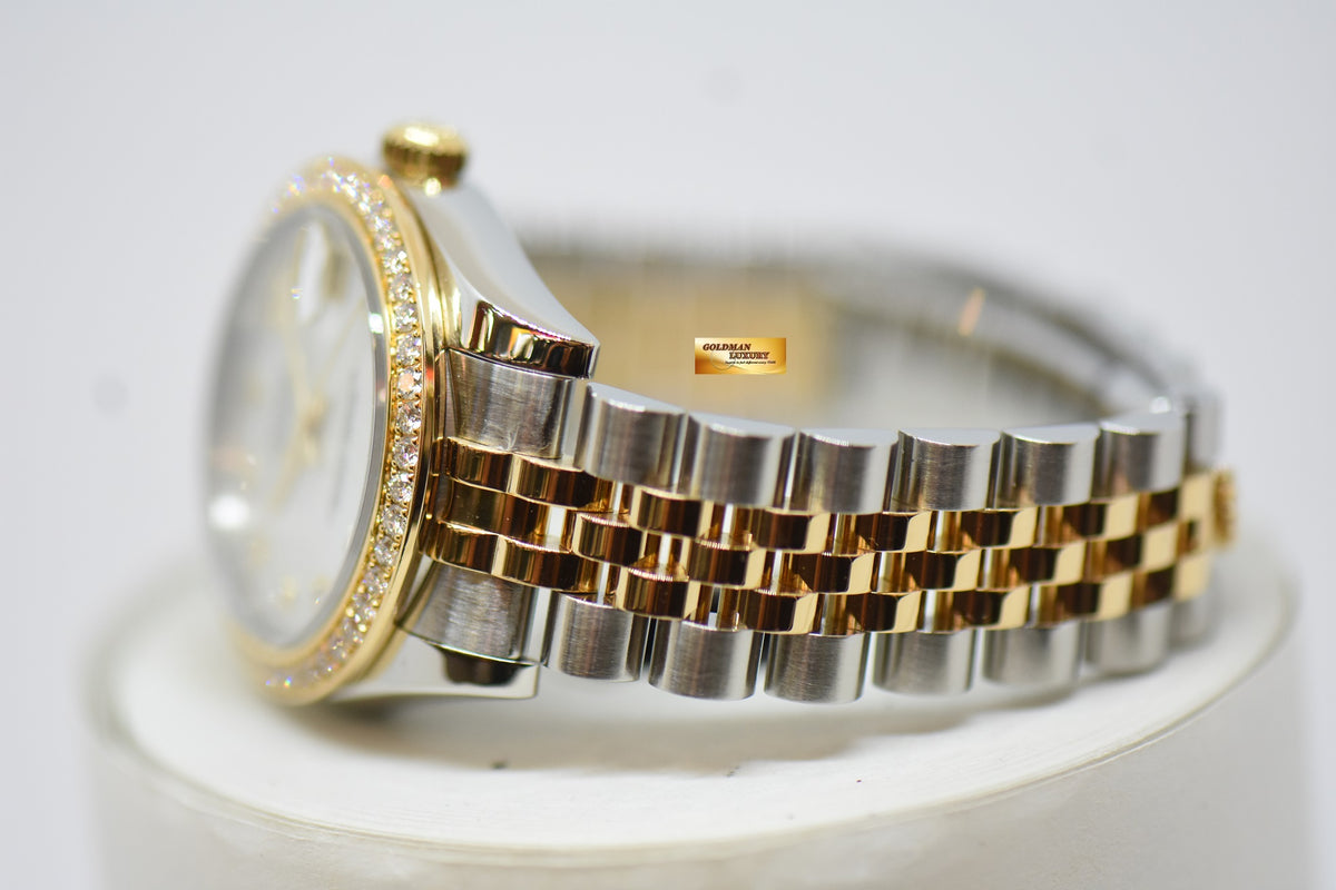 [SOLD] ROLEX OYSTER PERPETUAL DATEJUST 31mm GOLD / STEEL IN JUBILEE BRACELET MOP DIAMOND DIAL ORIGINAL DIAMOND BEZEL 178383 (MINT)