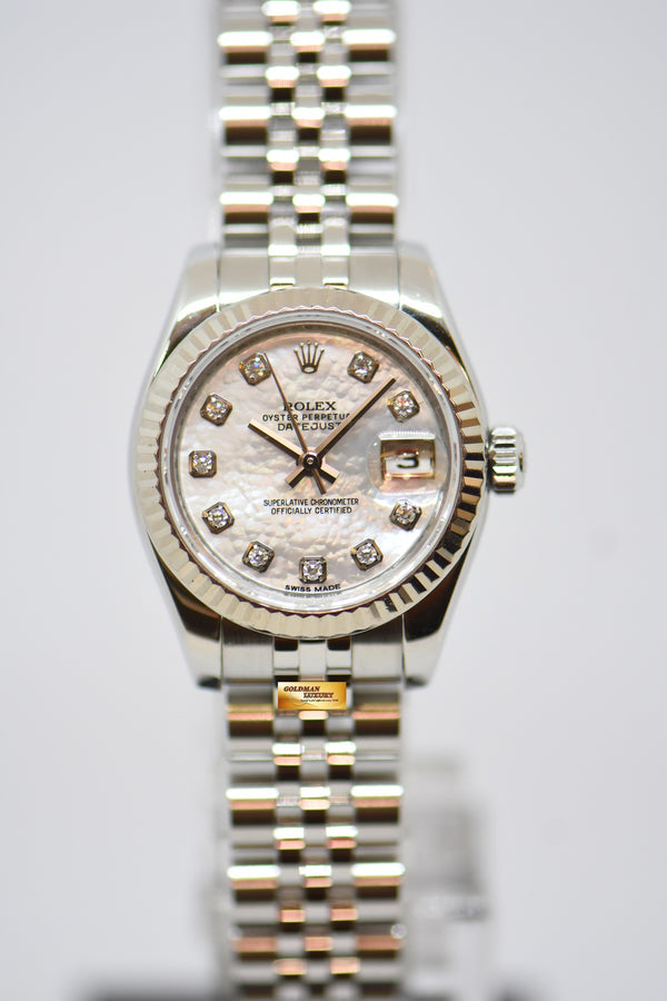 [SOLD] ROLEX OYSTER DATEJUST 26mm STEEL IN JUBILEE BRACELET MOP DIAMOND DIAL 179174 (MINT)