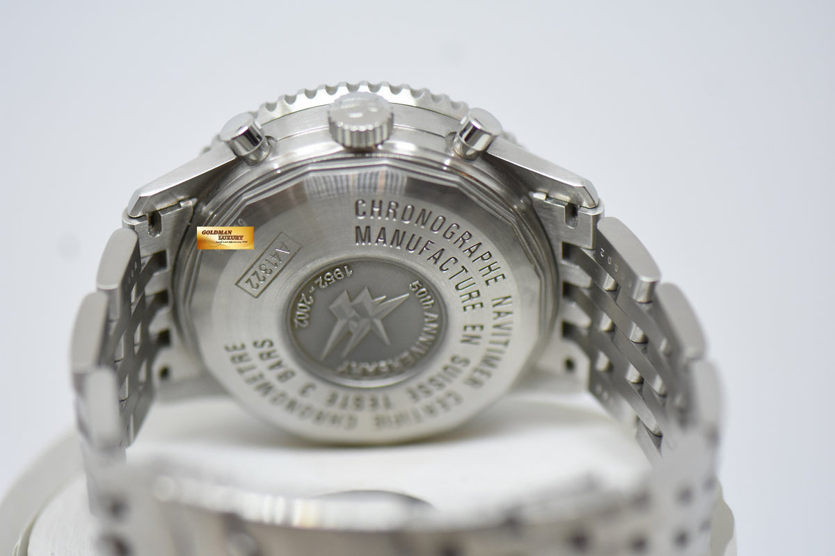 [SOLD] BREITLING NAVITIMER 50TH ANNIVERSARY CHRONOGRAPH 41mm STEEL IN BRACELET AUTOMATIC SILVER DIAL A41322 (MINT)