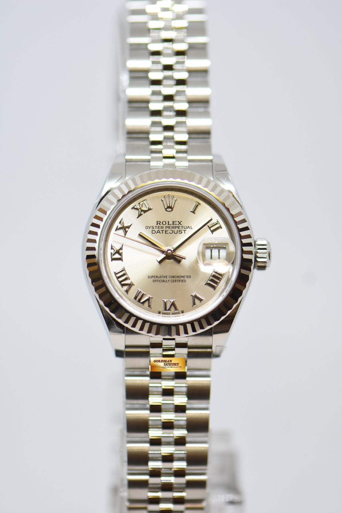 [SOLD] ROLEX OYSTER PERPETUAL DATEJUST 28mm STEEL IN JUBILEE BRACELET SILVER ROMAN DIAL 279174 (NEW-UNWORN)