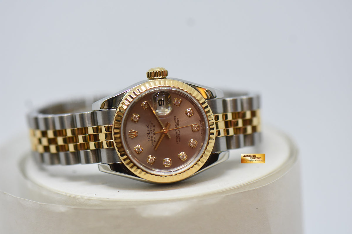 [SOLD] ROLEX OYSTER DATEJUST 26mm GOLD / STEEL IN JUBILEE BRACELET SILVER DIAMOND DIAL 179173 (MINT)