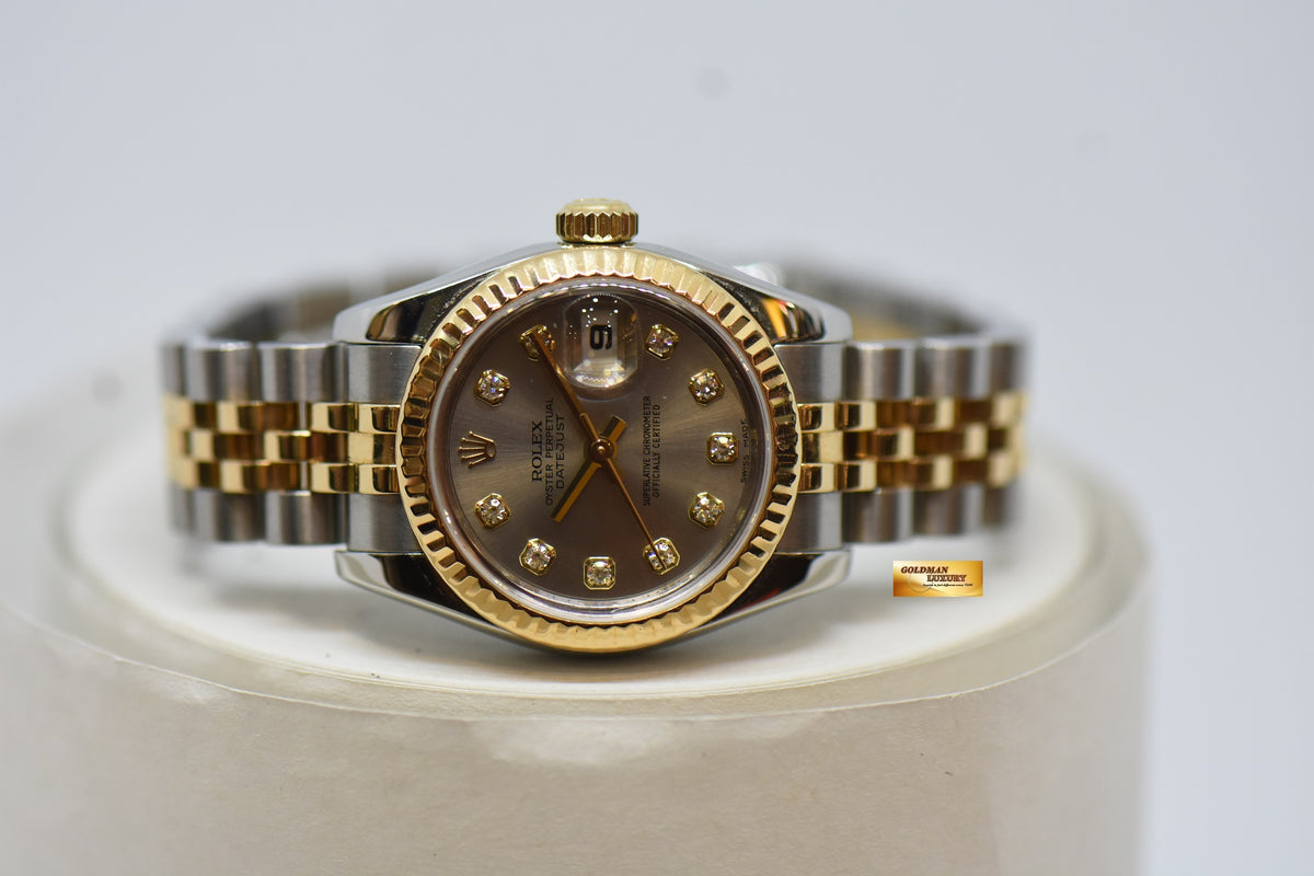 [SOLD] ROLEX OYSTER DATEJUST 26mm GOLD / STEEL IN JUBILEE BRACELET SILVER DIAMOND DIAL 179173 (MINT)