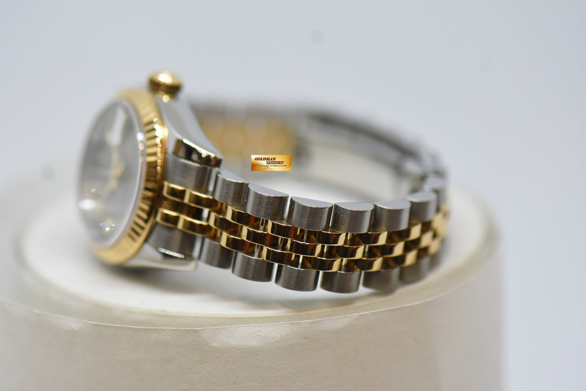 [SOLD] ROLEX OYSTER DATEJUST 26mm GOLD / STEEL IN JUBILEE BRACELET SILVER DIAMOND DIAL 179173 (MINT)