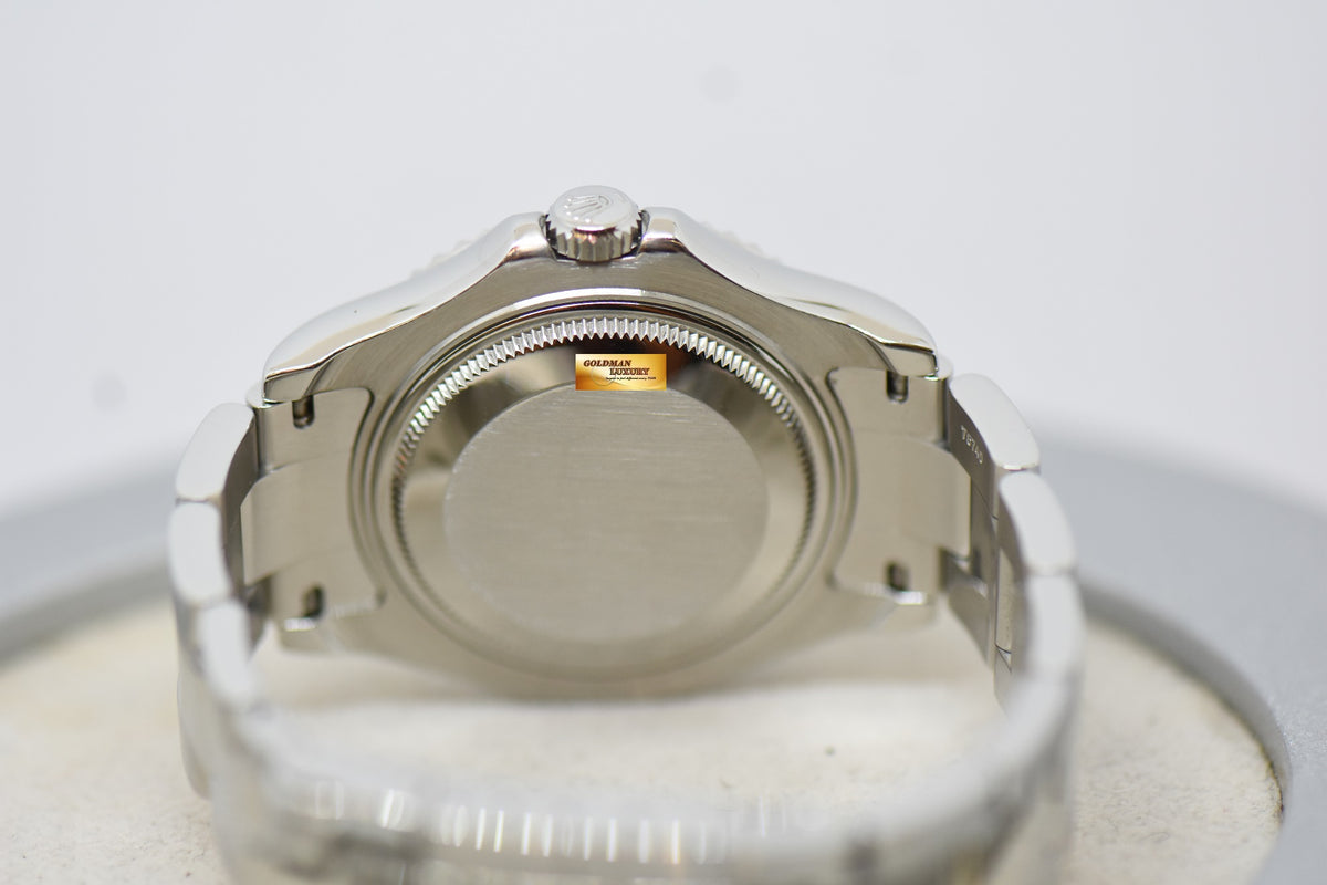 [SOLD] ROLEX OYSTER PERPETUAL YACHT-MASTER 35mm LADIES MIDSIZE STEEL IN BRACELET PLATINUM DIAL / BEZEL 168622 (MINT)