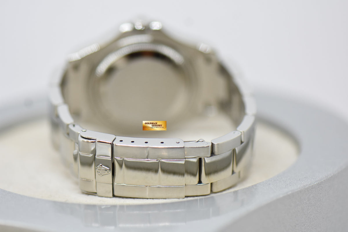 [SOLD] ROLEX OYSTER PERPETUAL YACHT-MASTER 35mm LADIES MIDSIZE STEEL IN BRACELET PLATINUM DIAL / BEZEL 168622 (MINT)