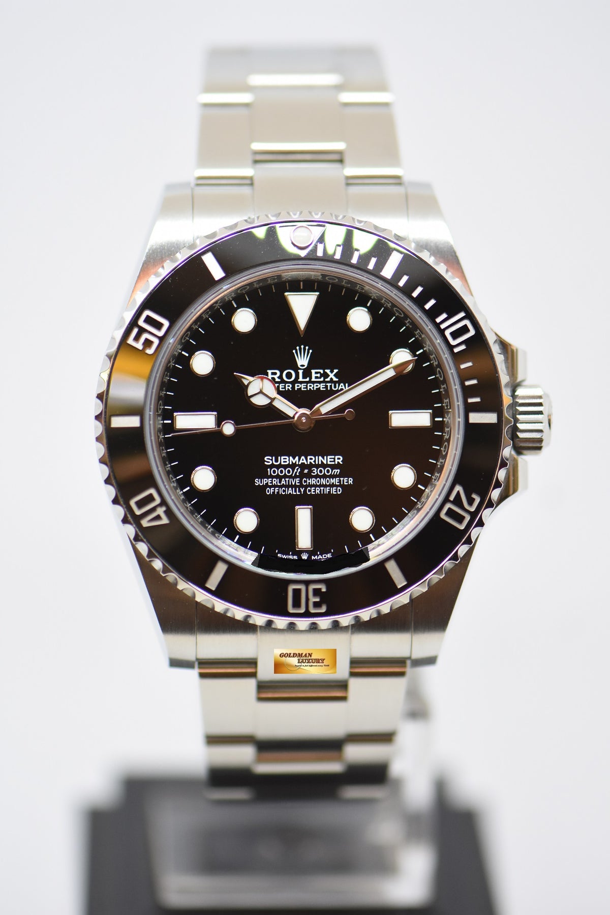 [SOLD] ROLEX OYSTER PERPETUAL SUBMARINER NO DATE 41mm STEEL IN BRACELET CERAMIC BLACK BEZEL 124060 (LNIB)