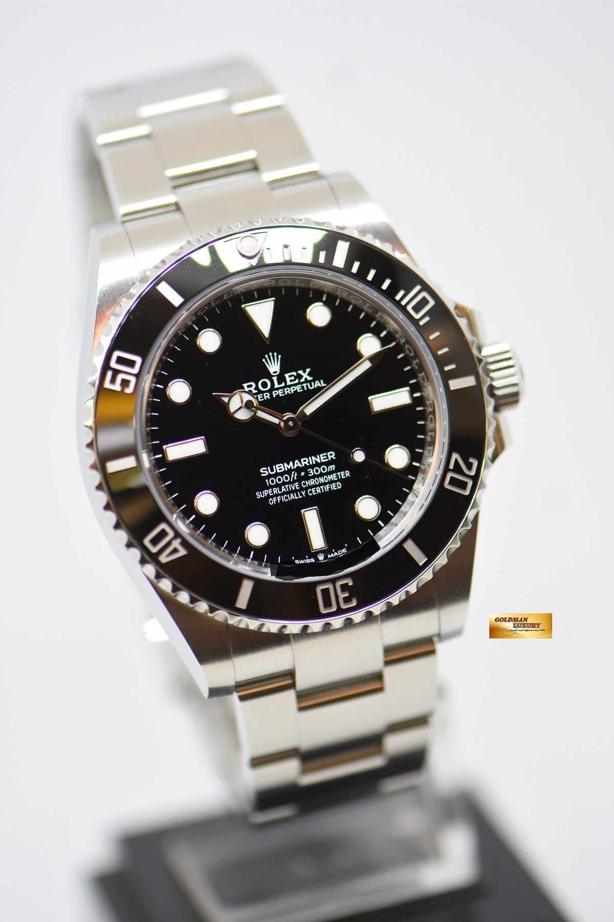 [SOLD] ROLEX OYSTER PERPETUAL SUBMARINER NO DATE 41mm STEEL IN BRACELET CERAMIC BLACK BEZEL 124060 (LNIB)