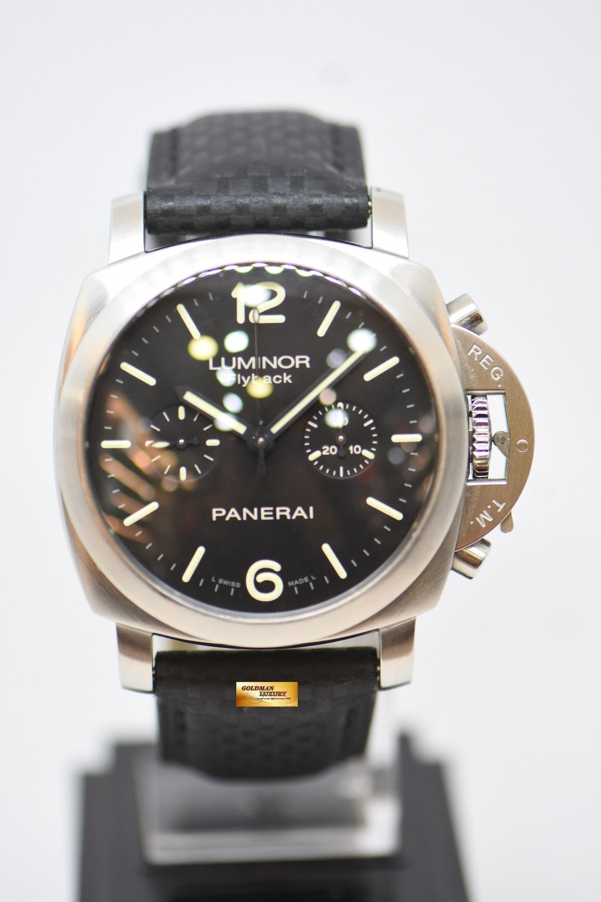 [SOLD] PANERAI LUMINOR 1950 CASE 44mm STEEL IN LEATHER STRAP FLYBACK CHRONOGRAPH CAL.OPXIX AUTOMATIC PAM 361 (NEAR MINT)