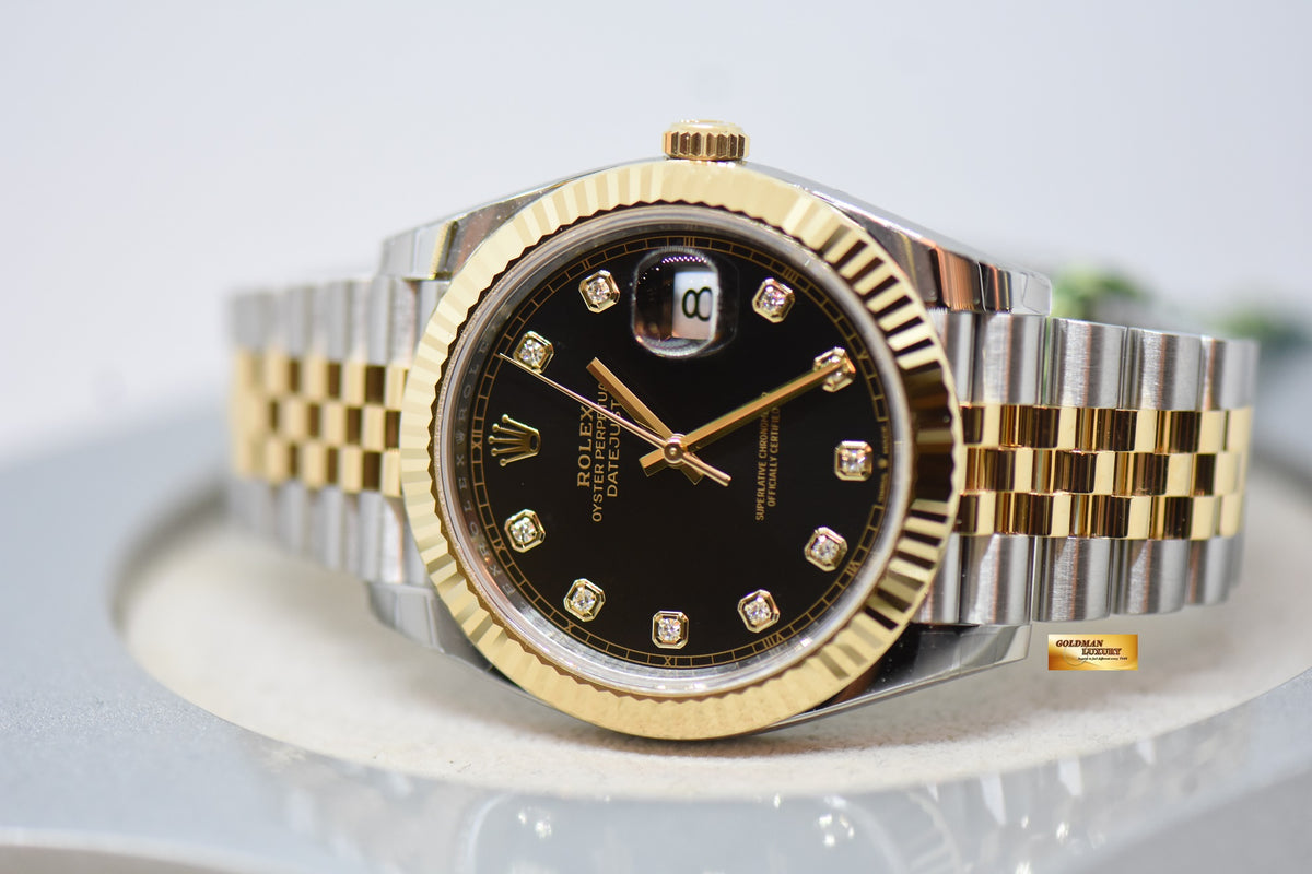 [SOLD] ROLEX OYSTER PERPETUAL DATEJUST 41mm GOLD / STEEL IN JUBILEE BRACELET BLACK DIAMOND DIAL 126333 (NEW-UNWORN)