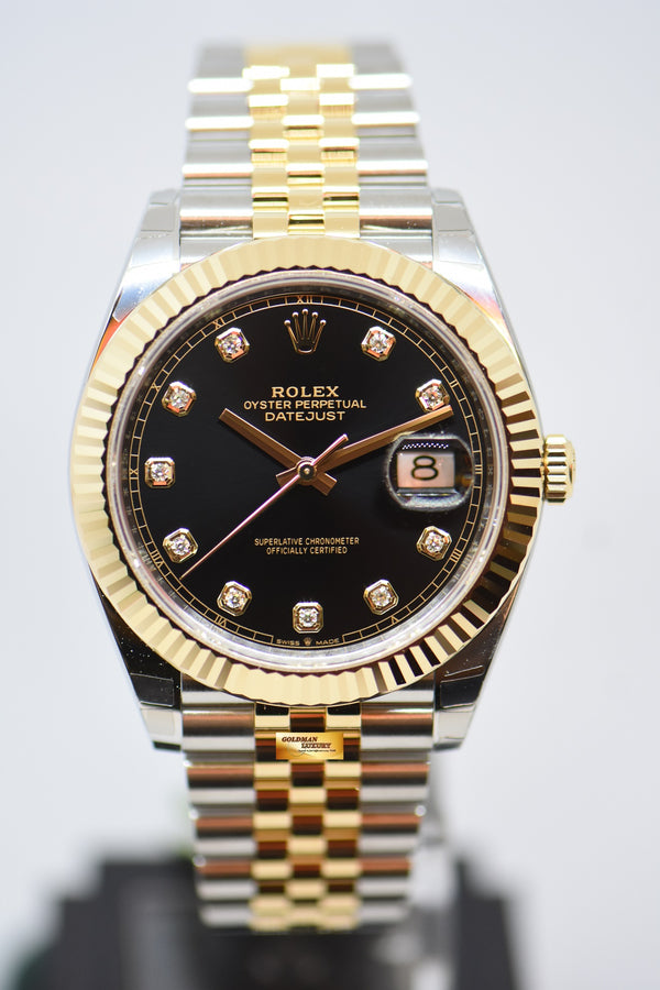 [SOLD] ROLEX OYSTER PERPETUAL DATEJUST 41mm GOLD / STEEL IN JUBILEE BRACELET BLACK DIAMOND DIAL 126333 (NEW-UNWORN)