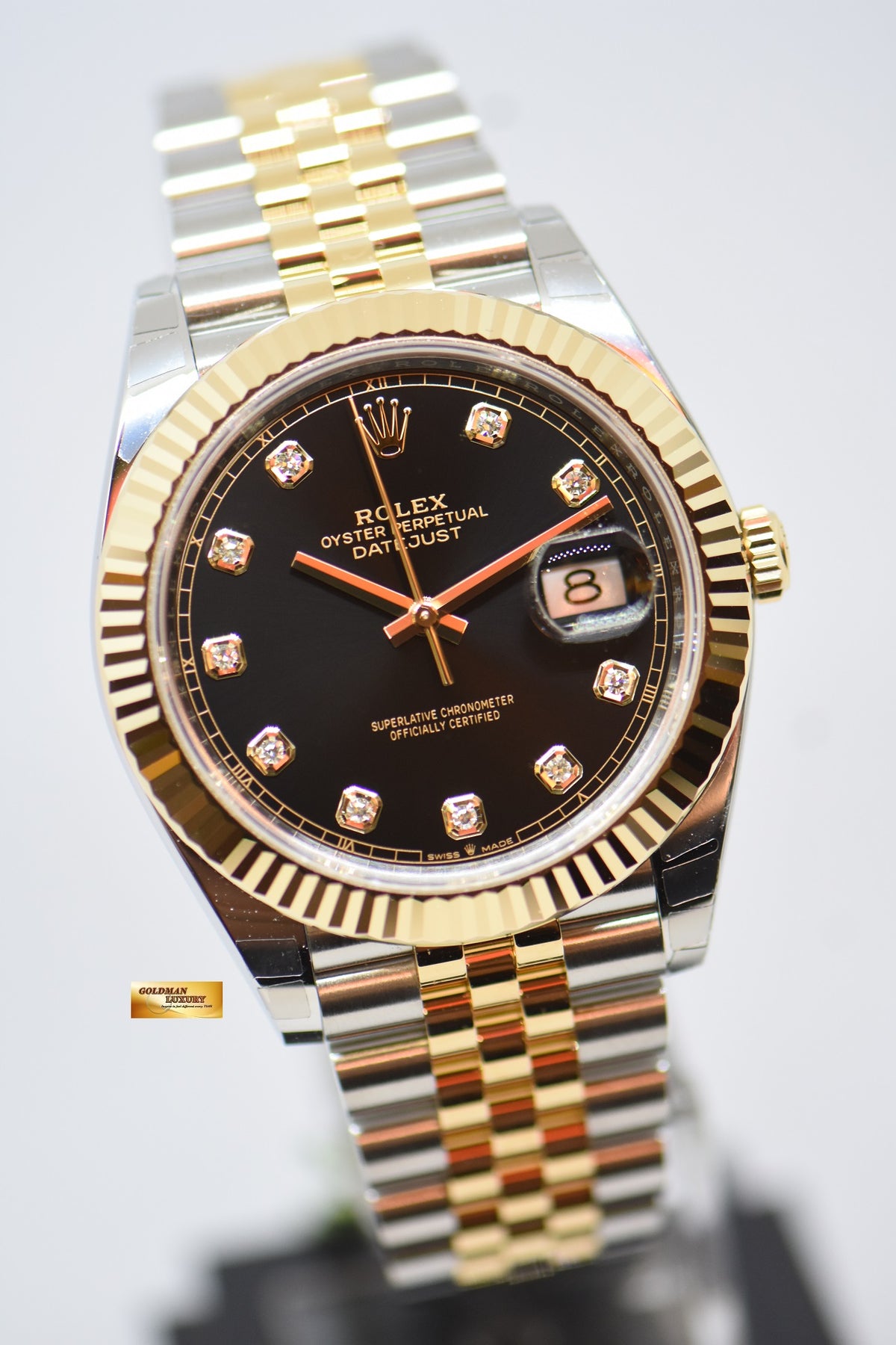[SOLD] ROLEX OYSTER PERPETUAL DATEJUST 41mm GOLD / STEEL IN JUBILEE BRACELET BLACK DIAMOND DIAL 126333 (NEW-UNWORN)
