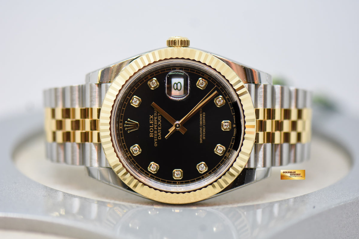 [SOLD] ROLEX OYSTER PERPETUAL DATEJUST 41mm GOLD / STEEL IN JUBILEE BRACELET BLACK DIAMOND DIAL 126333 (NEW-UNWORN)