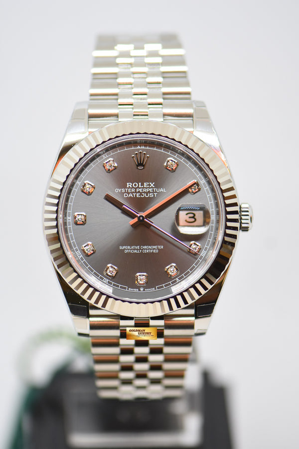 [SOLD] ROLEX OYSTER PERPETUAL DATEJUST 41mm STEEL IN JUBILEE BRACELET SLATE SUNRAY DIAMOND DIAL 126334 (NEW-UNWORN)