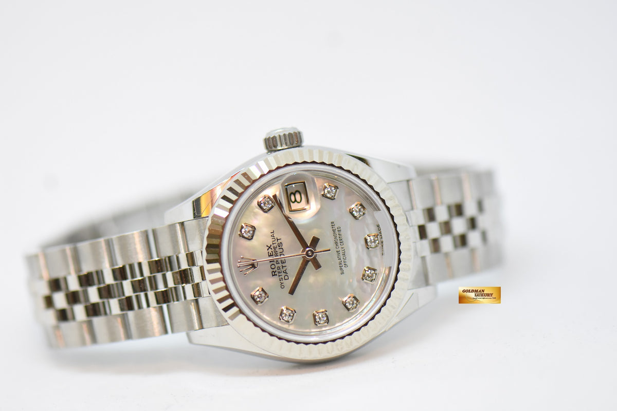 [SOLD] ROLEX OYSTER PERPETUAL DATEJUST 28mm STEEL IN JUBILEE BRACELET MOP DIAMOND DIAL 279174 (NEW-UNWORN)