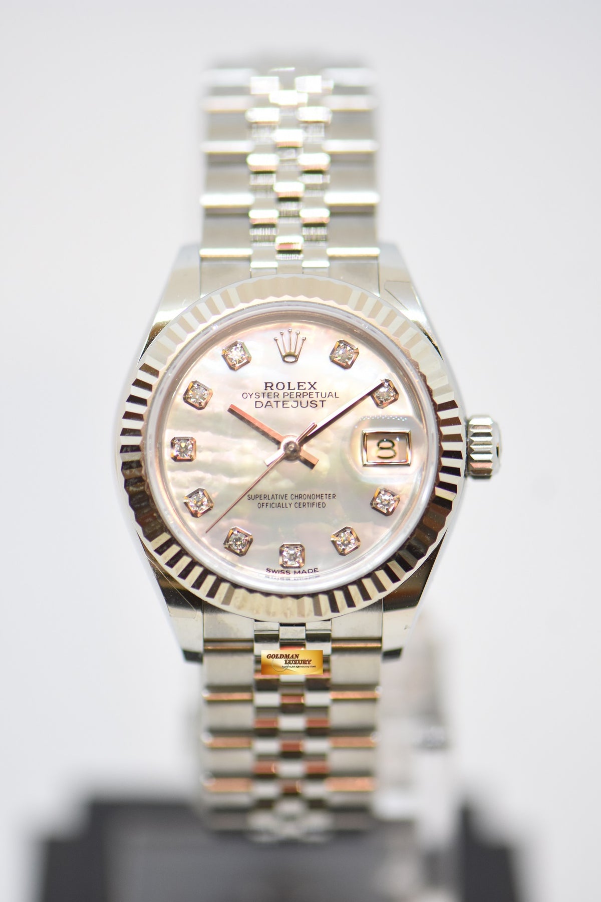 [SOLD] ROLEX OYSTER PERPETUAL DATEJUST 28mm STEEL IN JUBILEE BRACELET MOP DIAMOND DIAL 279174 (NEW-UNWORN)