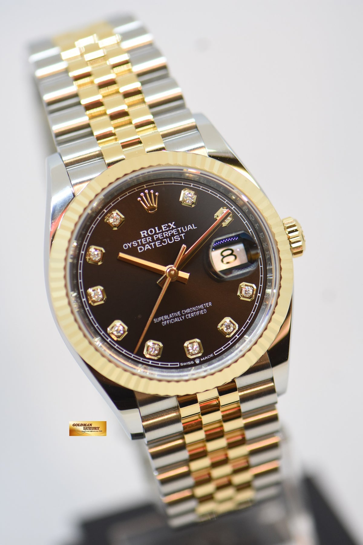 [SOLD] ROLEX OYSTER PERPETUAL DATEJUST 36mm GOLD / STEEL IN JUBILEE BRACELET BLACK DIAMOND DIAL 126233 (NEW-UNWORN)
