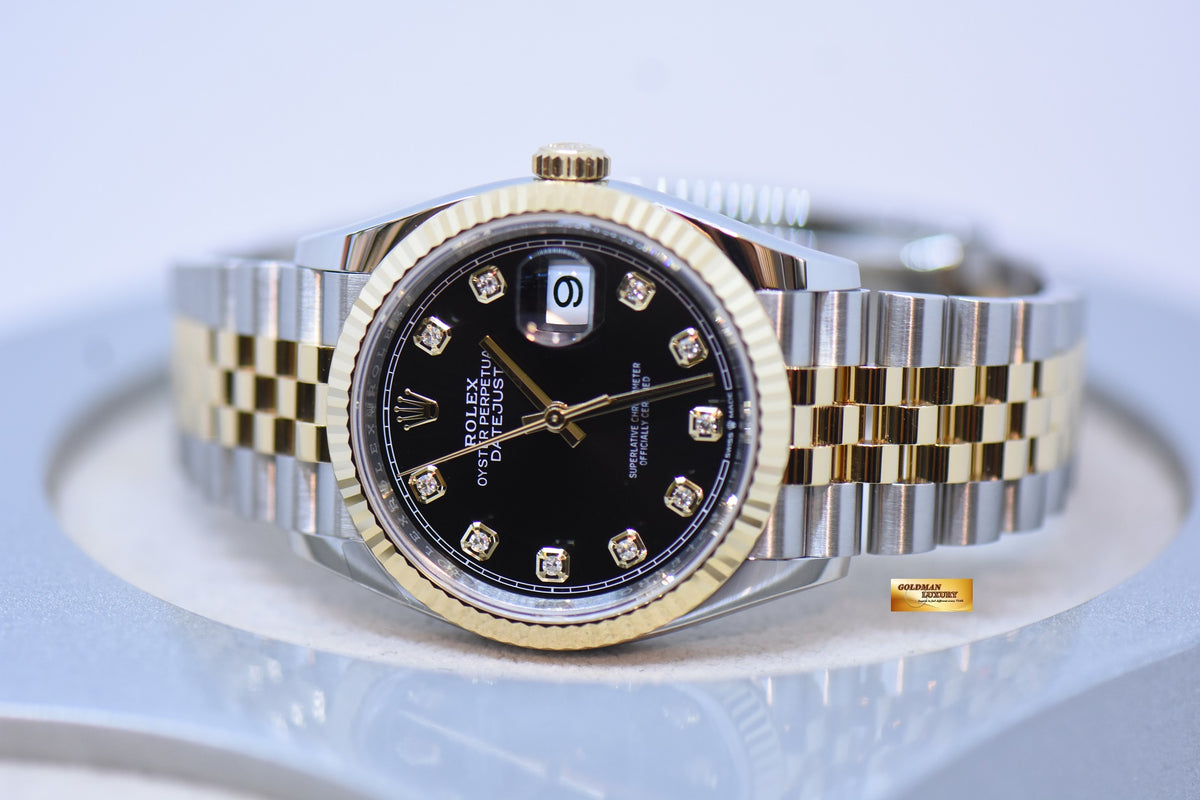[SOLD] ROLEX OYSTER PERPETUAL DATEJUST 36mm GOLD / STEEL IN JUBILEE BRACELET BLACK DIAMOND DIAL 126233 (NEW-UNWORN)