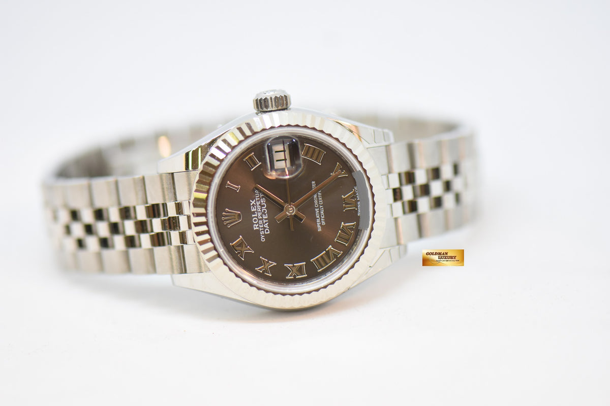 [SOLD] ROLEX OYSTER PERPETUAL DATEJUST 28mm STEEL IN JUBILEE BRACELET DARK GREY ROMAN DIAL 279174 (NEW-UNWORN)